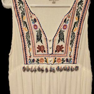 UMGEE White Gauze & Embordered Sleeveless Dress Size M